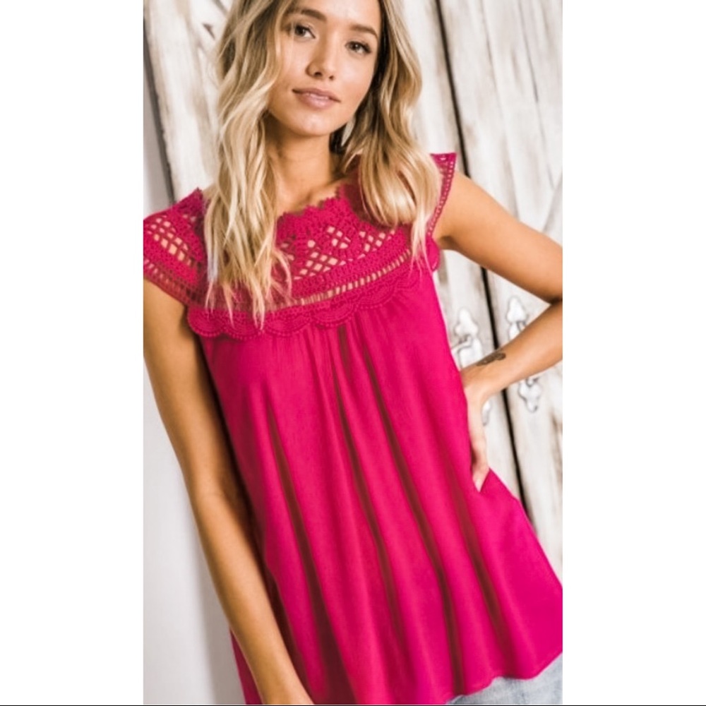 Bright Pink Crochet Tank